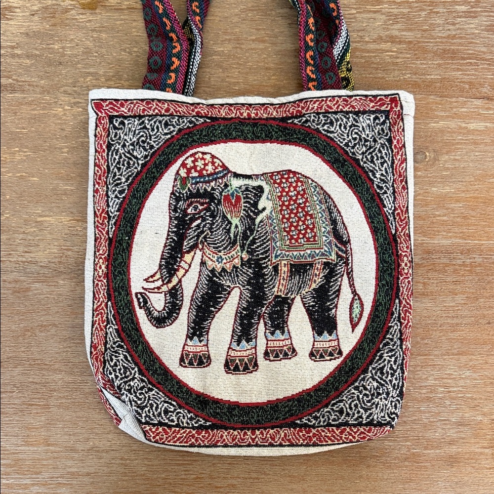 Embroidered Elephant Tote Bag - Multicolor